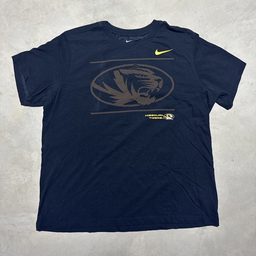 Nike Dri Fit T Shirt Mizzou Missouri Tigers Black Men's SZ XL Short Sleeve Logo